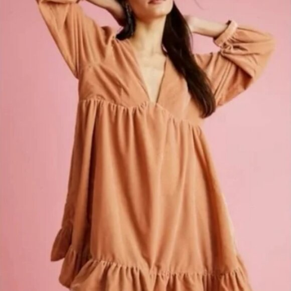 Free People Estella Velvet Rose Pearl Mini Dress Sz XL - Picture 1 of 10